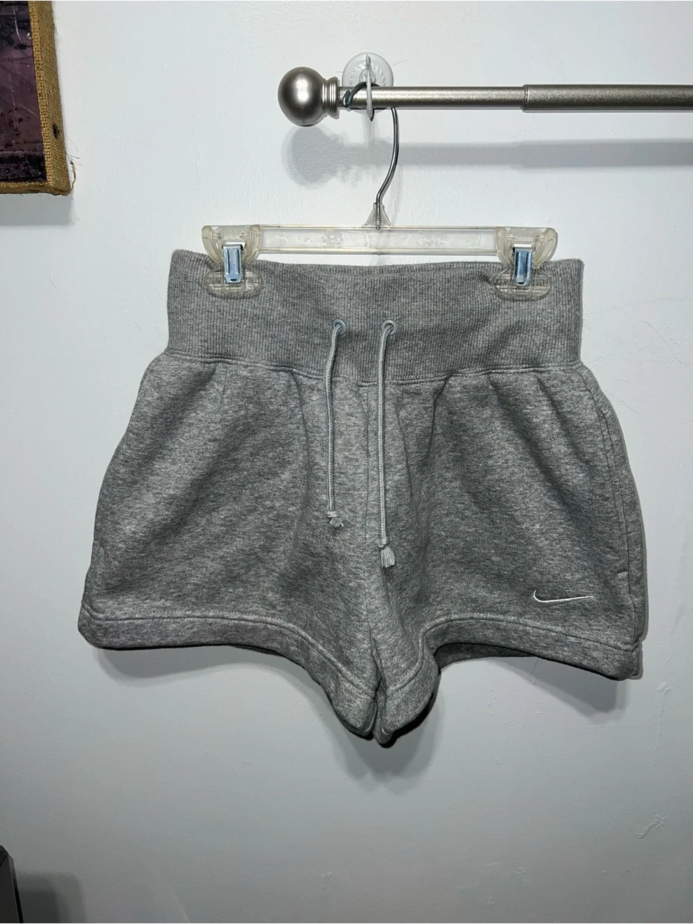 Nike Gray High-Waist Fleece Athletic Shorts - Picture 1 of 2